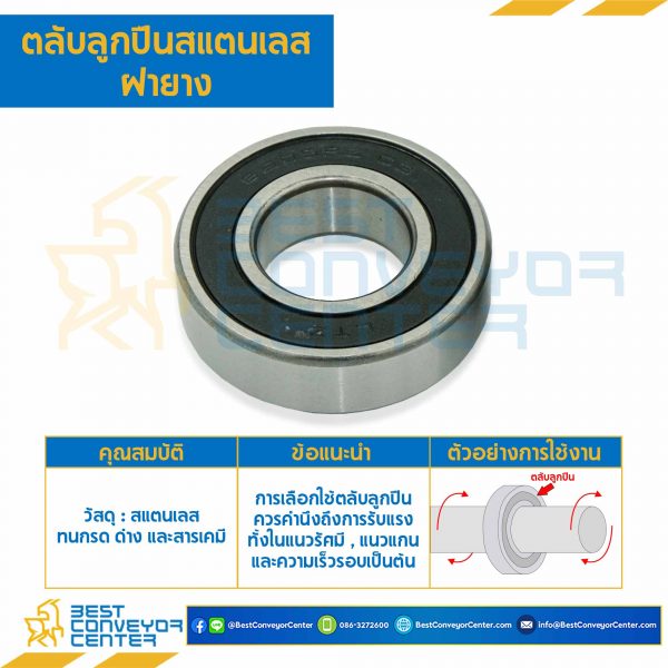 6009-2RS-SS ตลับลูกปืนเม็ดกลมสแตนเลส 6009 ฝายาง 2 ข้าง ขนาด 45x75x16 mm.