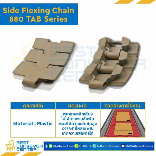 โซ่พลาสติกทางโค้ง Table Top Chain LF880TAB ; 7.5 นิ้ว. : LF880 750TAB