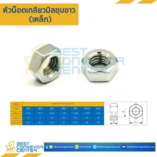 N-M3S น็อตตัวเมีย ขนาด 3 mm. (Steel Zinc)
