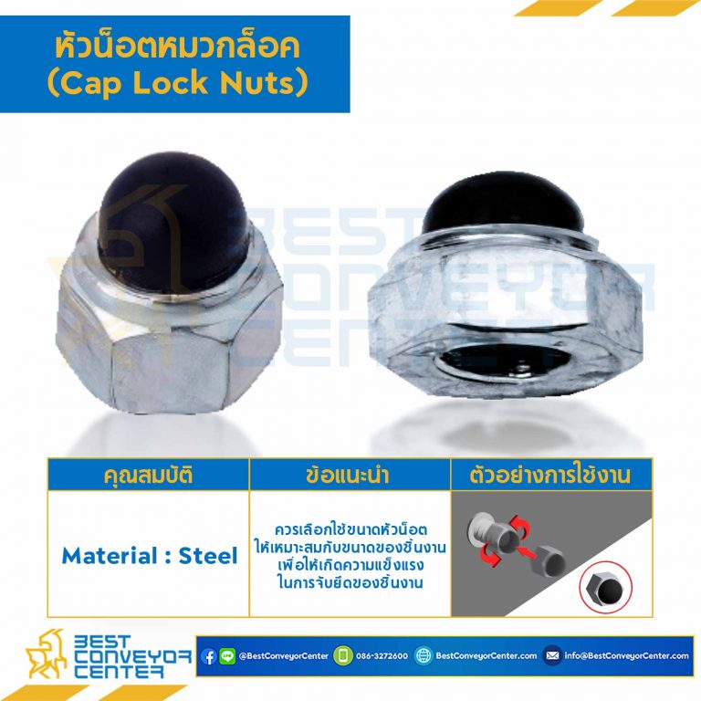 หัวน็อตหมวกล็อค ขนาด M8x1.25 ขอบ 13 mm. : CLN-M8