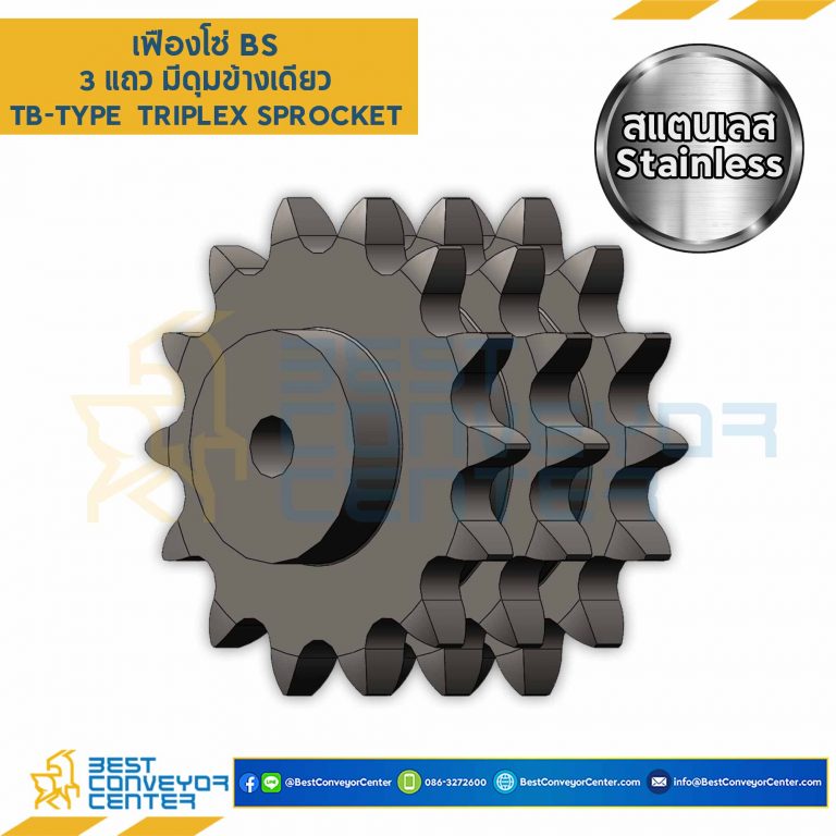 เฟืองโซ่สแตนเลส 3 แถว แบบมีดุมข้างเดียว 12BSS-3R-91TB