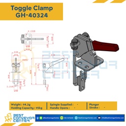 GH-40324 ; Toggle Clamp แบบดึง GH-40324, เข้ามุม 90 องศา.Mild Steel Zinc Plated