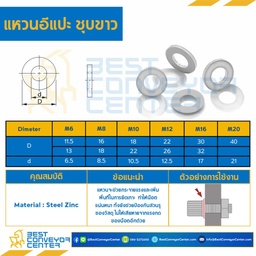 แหวนอีแปะชุบขาว M20 ขอบ 40 mm. รู 21 mm. : W-M20-D40x21S