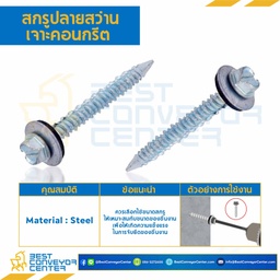 สกรูปลายสว่านเจาะคอนกรีต ชุบขาว ขนาด #13×32 mm. : HSCD#13L32S
